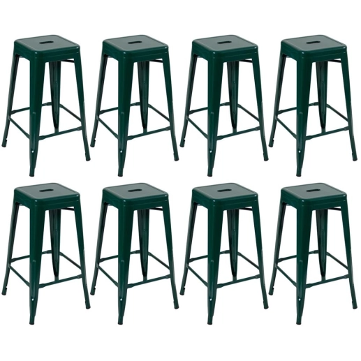 Produto Kit 8 Banquetas alta para bancada Iron Tolix 76 cm – Verde escuro