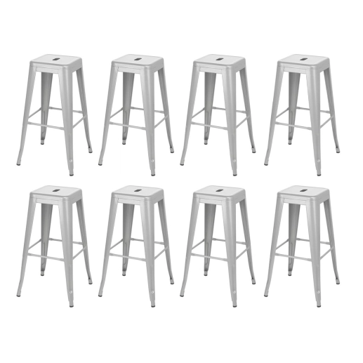 Produto Kit 8 Banquetas alta para bancada Iron Tolix 76 cm - Prata