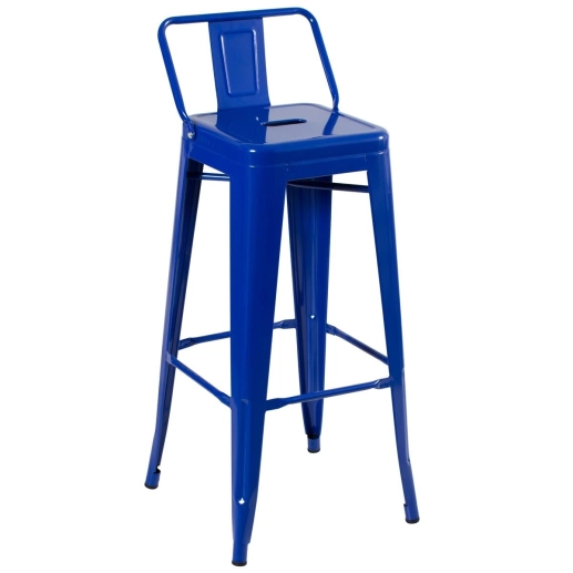 Produto Kit 8 banquetas altas para bancada Iron Tolix com encosto 76 cm – Azul escuro