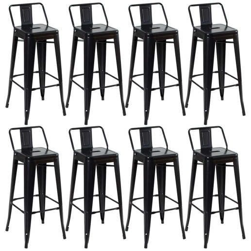 Kit 8 banquetas altas para bancada Iron Tolix com encosto 76 cm – Preto Semibrilho Produto Kit 8 banquetas altas para bancada Iron Tolix com encosto 76 cm – Preto Semibrilho