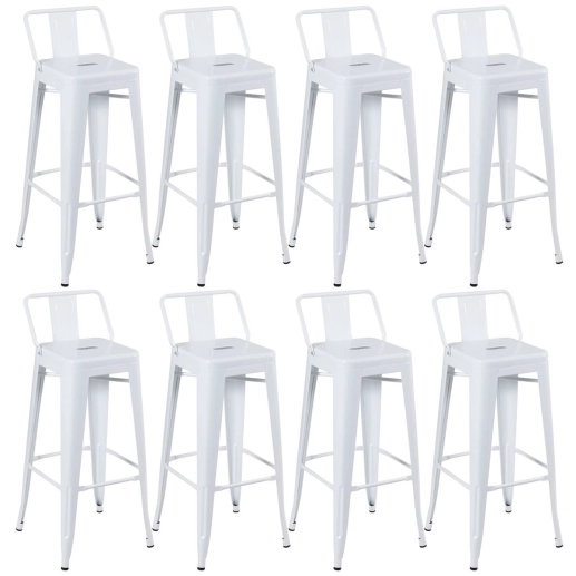 Produto Kit 8 banquetas altas para bancada Iron Tolix com encosto 76 cm – Branco
