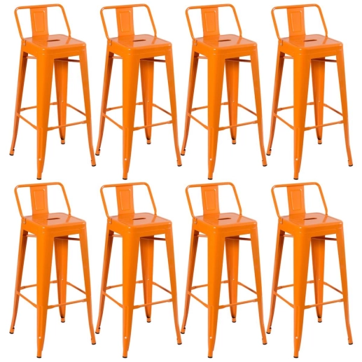 Kit 8 banquetas altas para bancada Iron Tolix com encosto 76 cm – Laranja Produto Kit 8 banquetas altas para bancada Iron Tolix com encosto 76 cm – Laranja