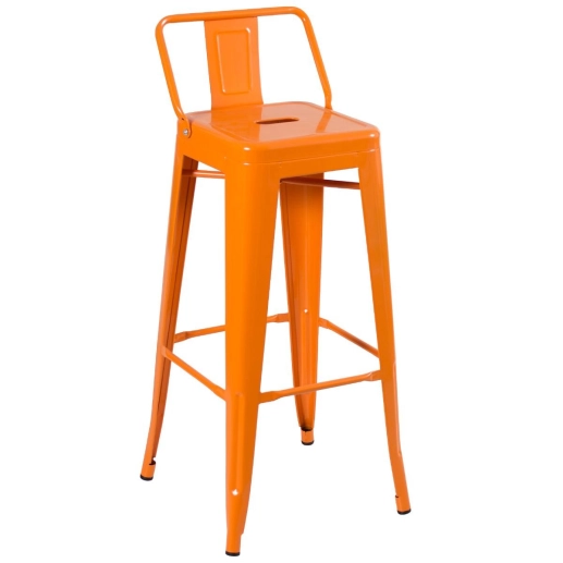 Kit 8 banquetas altas para bancada Iron Tolix com encosto 76 cm – Laranja Produto Kit 8 banquetas altas para bancada Iron Tolix com encosto 76 cm – Laranja
