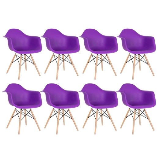 Kit 8 Cadeiras de jantar Charles Eames Eiffel DAW em Polipropileno - Roxo Produto Kit 8 Cadeiras de jantar Charles Eames Eiffel DAW em Polipropileno - Roxo