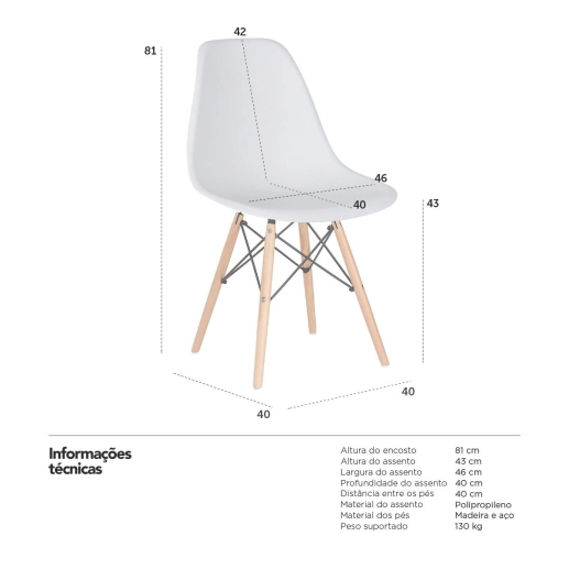 Produto Kit 8 Cadeiras de jantar Charles Eames Eiffel DSW em Polipropileno - Cinza claro