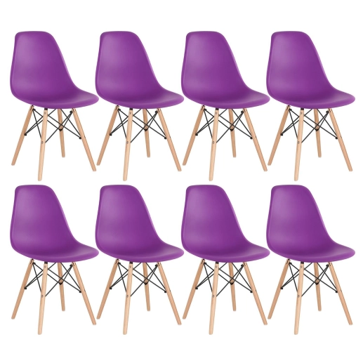 Kit 8 Cadeiras de jantar Charles Eames Eiffel DSW em Polipropileno - Roxo Produto Kit 8 Cadeiras de jantar Charles Eames Eiffel DSW em Polipropileno - Roxo