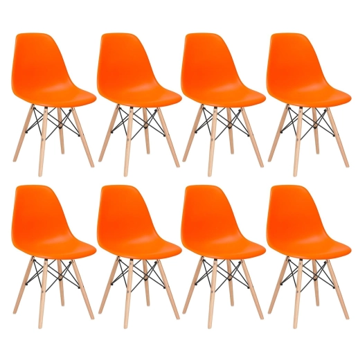 Produto Kit 8 Cadeiras de jantar Charles Eames Eiffel DSW em Polipropileno - Laranja