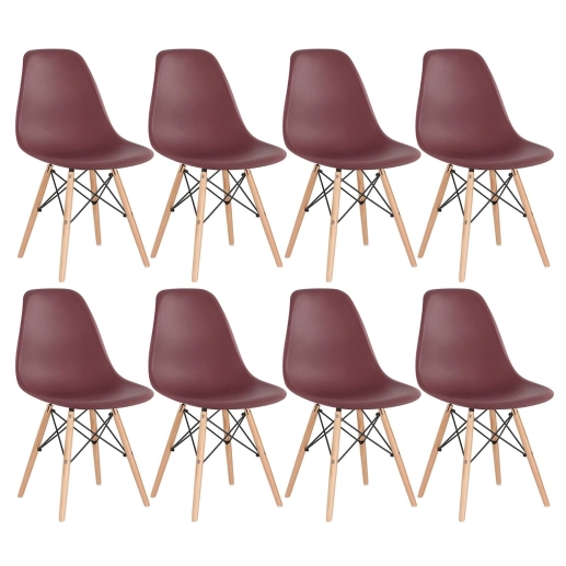 Produto Kit 8 Cadeiras de jantar Charles Eames Eiffel DSW em Polipropileno - Marrom