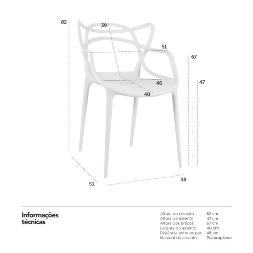 Kit 8 Cadeiras de jantar Master Allegra Design Moderno em Polipropileno - Creme Produto Kit 8 Cadeiras de jantar Master Allegra Design Moderno em Polipropileno - Creme