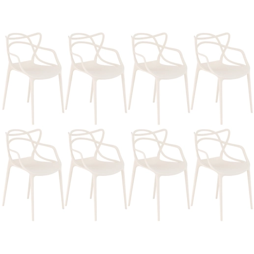 Kit 8 Cadeiras de jantar Master Allegra Design Moderno em Polipropileno - Creme Produto Kit 8 Cadeiras de jantar Master Allegra Design Moderno em Polipropileno - Creme