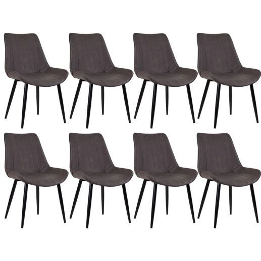 Produto Kit 8 Cadeiras estofada Chicago com design industrial - Marrom Vintage