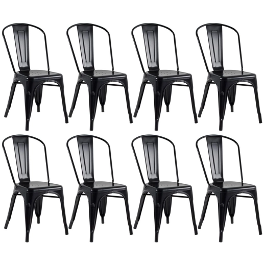 Produto Kit 8 Cadeiras de jantar Iron Tolix com design industrial - Preto Semibrilho