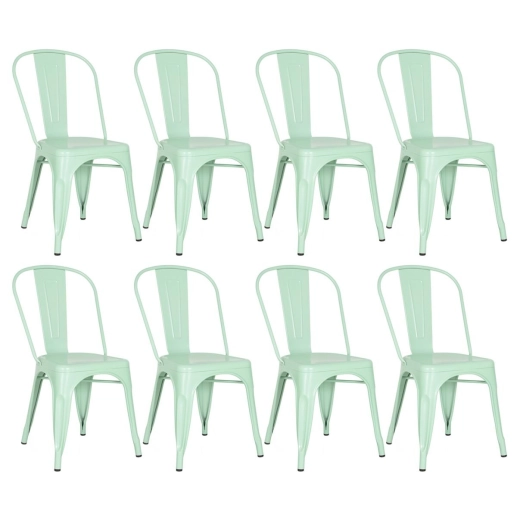 Produto Kit 8 Cadeiras de jantar Iron Tolix com design industrial – Verde Claro