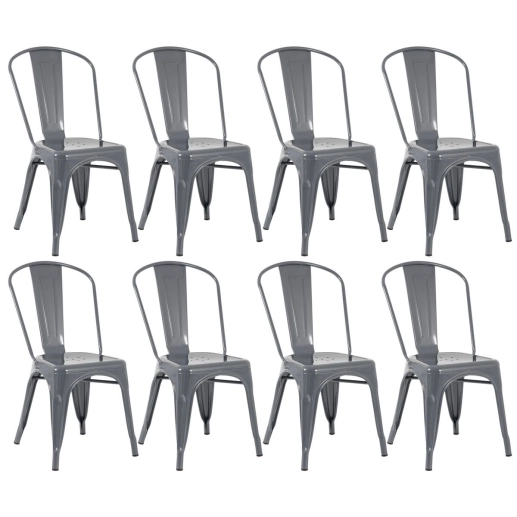 Kit 8 Cadeiras de jantar Iron Tolix com design industrial - Cinza Escuro Produto Kit 8 Cadeiras de jantar Iron Tolix com design industrial - Cinza Escuro