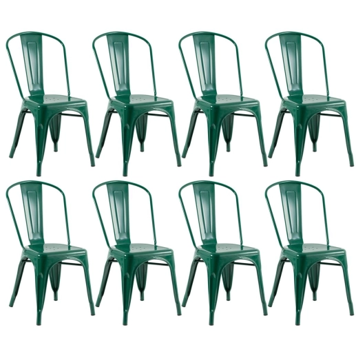 Produto Kit 8 Cadeiras de jantar Iron Tolix com design industrial – Verde Escuro
