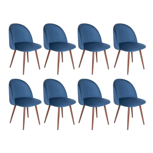 Produto Kit 8 cadeiras estofada de jantar Maite Sedona em veludo – Azul