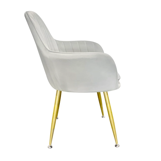 Produto Kit 8 Cadeiras Poltrona Lines com pés dourados Suede