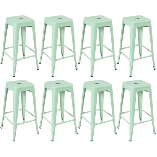 Produto Kit 8 Banquetas alta para bancada Iron Tolix 76 cm – Verde claro