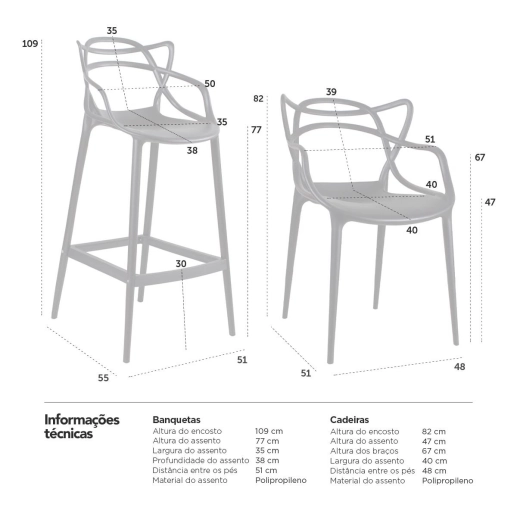 Produto Kit 8 cadeiras + 3 banquetas altas Masters Allegra - Preto