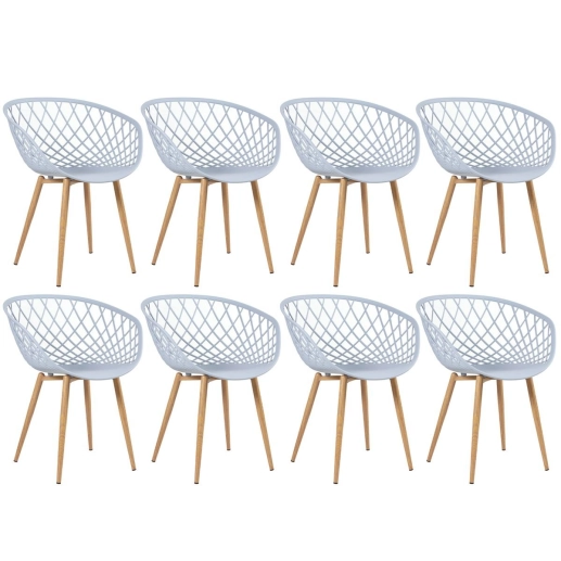 Kit 8 Cadeiras de jantar Clarice Nest com design moderno e anatômico - Cinza Produto Kit 8 Cadeiras de jantar Clarice Nest com design moderno e anatômico - Cinza