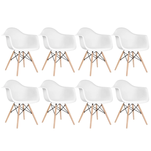 Kit 8 Cadeiras de jantar Charles Eames Eiffel DAW em Polipropileno - Branco Produto Kit 8 Cadeiras de jantar Charles Eames Eiffel DAW em Polipropileno - Branco