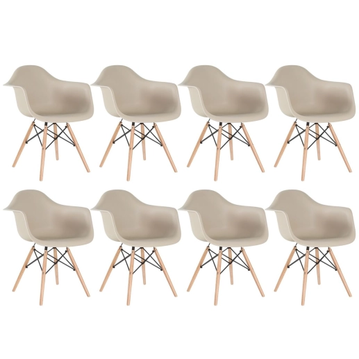 Produto Kit 8 Cadeiras de jantar Charles Eames Eiffel DAW em Polipropileno - Nude