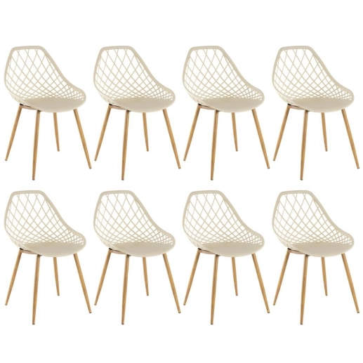 Produto Kit 8 cadeiras de jantar Clarice Cloe com design contemporâneo – Nude