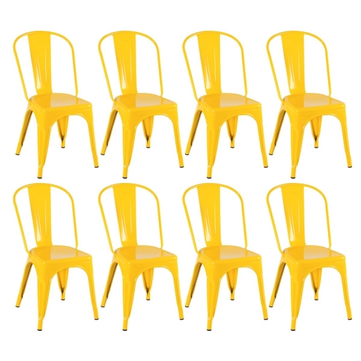 Produto Kit 8 Cadeiras de jantar Iron Tolix com design industrial – Amarelo