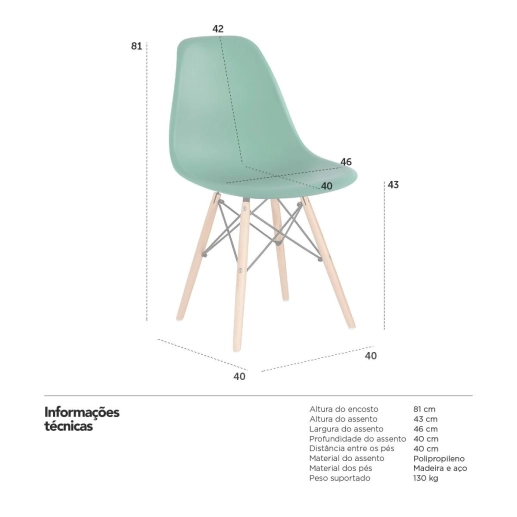 Kit 9 Cadeiras de jantar Charles Eames Eiffel DSW em Polipropileno - Verde escuro Produto Kit 9 Cadeiras de jantar Charles Eames Eiffel DSW em Polipropileno - Verde escuro