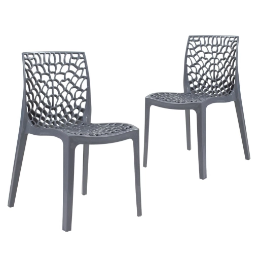 Kit 2 Cadeiras de jantar Gruvyer com design contemporâneo e anatômico - Cinza escuro Produto Kit 2 Cadeiras de jantar Gruvyer com design contemporâneo e anatômico - Cinza escuro