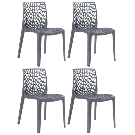 Produto Kit 4 Cadeiras de jantar Gruvyer com design contemporâneo e anatômico - Cinza escuro