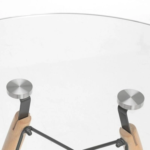 Produto Mesa redonda Eames com tampo de vidro 100 cm + 4 cadeiras Eiffel DSW - Creme