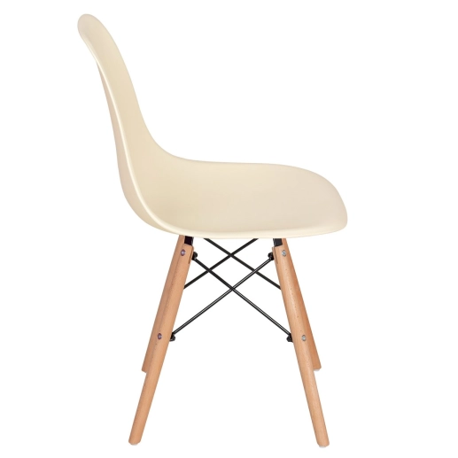 Produto Mesa redonda Eames com tampo de vidro 100 cm + 4 cadeiras Eiffel DSW - Creme