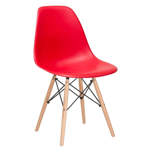 Produto Mesa de vidro Eames 100 cm + 5 cadeiras Eiffel DSW vermelho