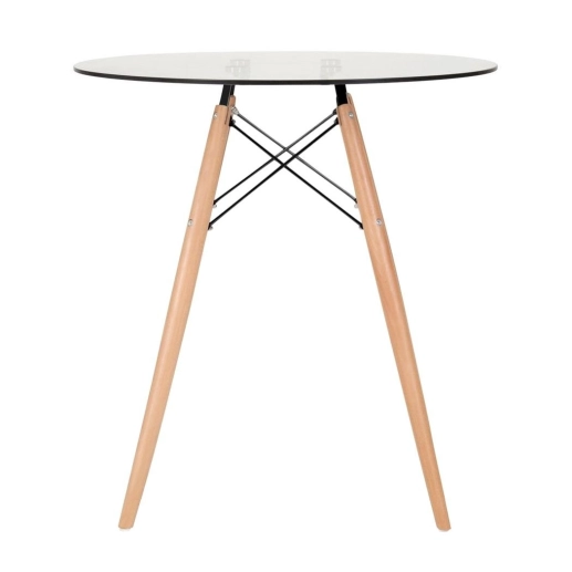 Produto Mesa redonda Eames com tampo de vidro 70 cm + 2 cadeiras Eiffel DSW - Laranja