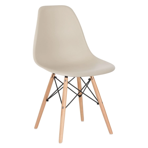 Produto Mesa redonda Eames com tampo de vidro 70 cm + 2 cadeiras Eiffel DSW - Nude