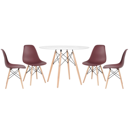 Produto Kit - Mesa Eames 100 cm branco + 4 cadeiras Eames DSW marrom