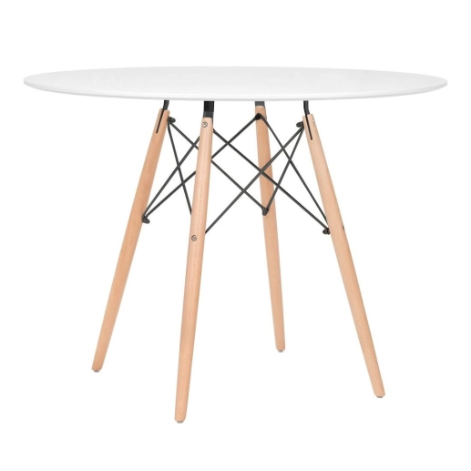 Produto Mesa redonda Eames 100 cm branco + 4 cadeiras Eiffel DSW - Rosa Claro