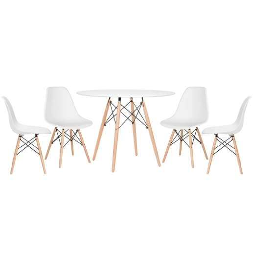 Produto Kit - Mesa Eames 100 cm branco + 4 cadeiras Eames Eiffel Dsw branco
