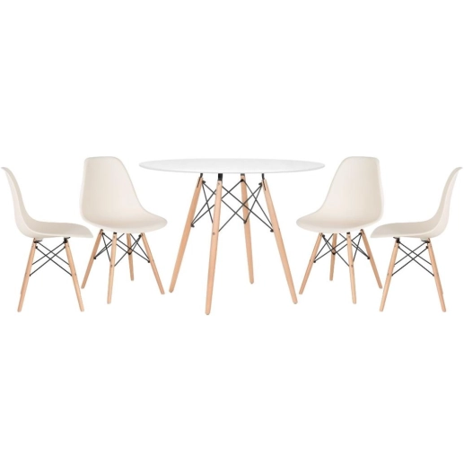 Produto Kit - Mesa Eames 100 cm branco + 4 cadeiras Eames Eiffel Dsw creme