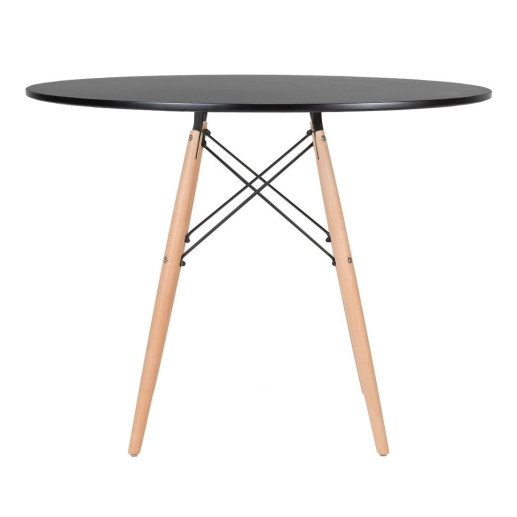 Produto Mesa redonda Eames 100 cm preto + 4 cadeiras Eiffel DSW - Amarelo