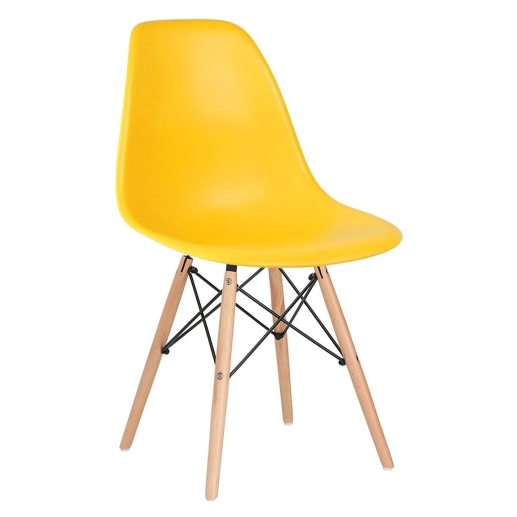 Produto Mesa redonda Eames 100 cm preto + 4 cadeiras Eiffel DSW - Amarelo