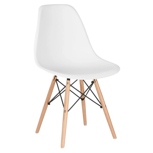 Produto Mesa redonda Eames com tampo de vidro 80 cm + 2 cadeiras Eiffel DSW - Branco