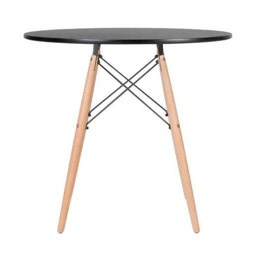 Produto Mesa redonda Eames 80 cm preto + 4 cadeiras estofadas Eiffel Botonê Branco