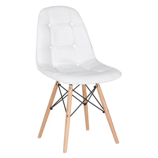 Produto Mesa redonda Eames 80 cm preto + 4 cadeiras estofadas Eiffel Botonê Branco