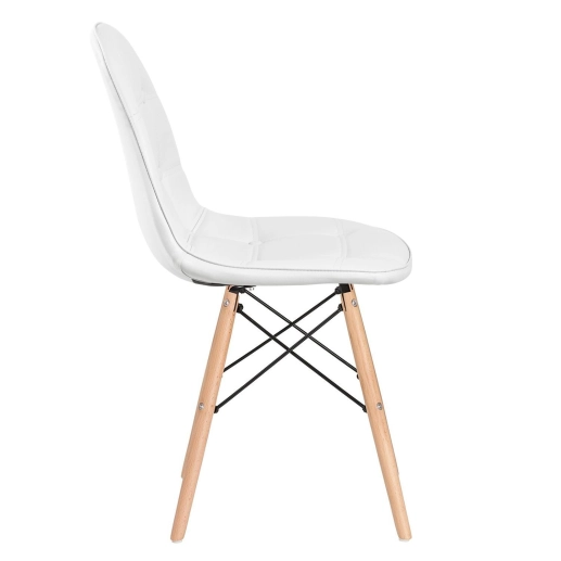 Produto Mesa redonda Eames 80 cm preto + 4 cadeiras estofadas Eiffel Botonê Branco