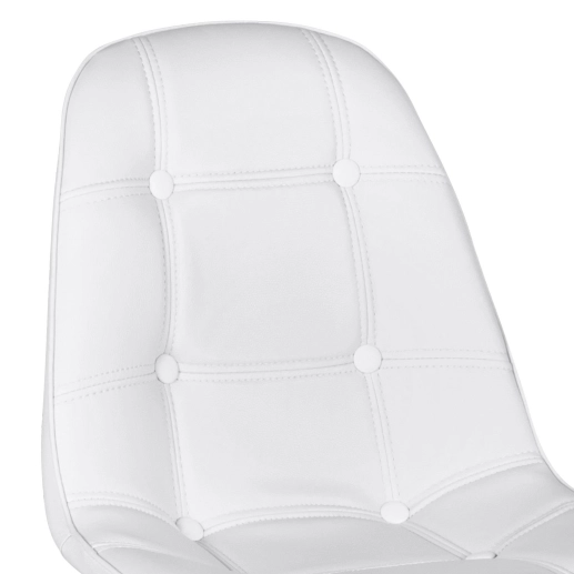 Produto Mesa redonda Eames 80 cm preto + 4 cadeiras estofadas Eiffel Botonê Branco