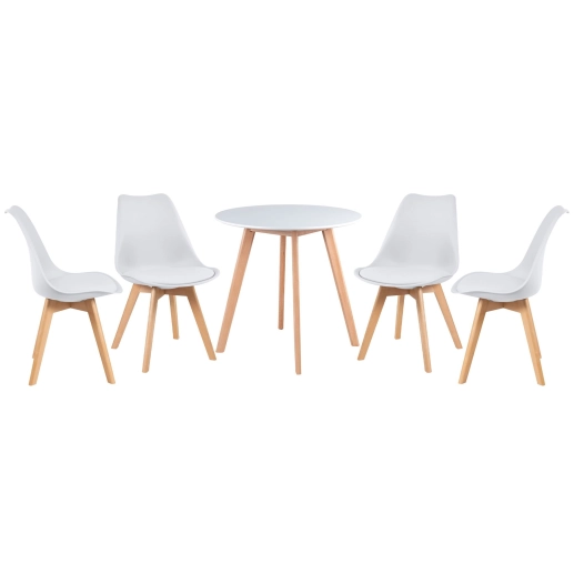 Produto Mesa redonda Leda 70 cm branco + 4 cadeiras estofadas Leda Branco