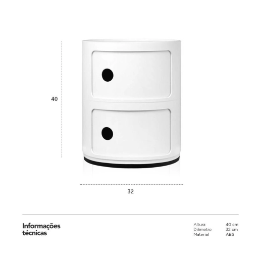 Produto Módulo organizador Componibili Castelli 2 andares Branco