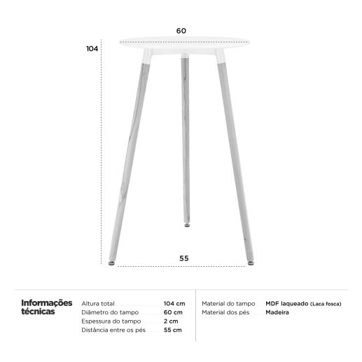 Produto Mesa alta bar bistro gourmet Eames Leda pé palito